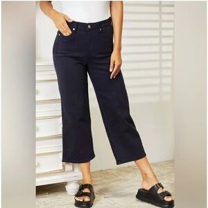 Judy Blue High Waisted Cropped Wide Leg Jeans Garment‎ Dyed Black 13/31
